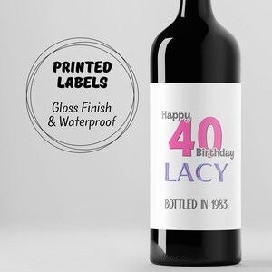 Perfect 40th & 50th Birthday Gift: Custom Wine and Champagne Label