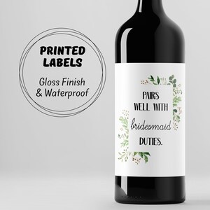Bridesmaid Proposal, Maid of Honor Gift, Proposal Gift, Bridal Party Gift, Will You Be My, Wine Label, Custom, Champagne Label, Bridesmaid