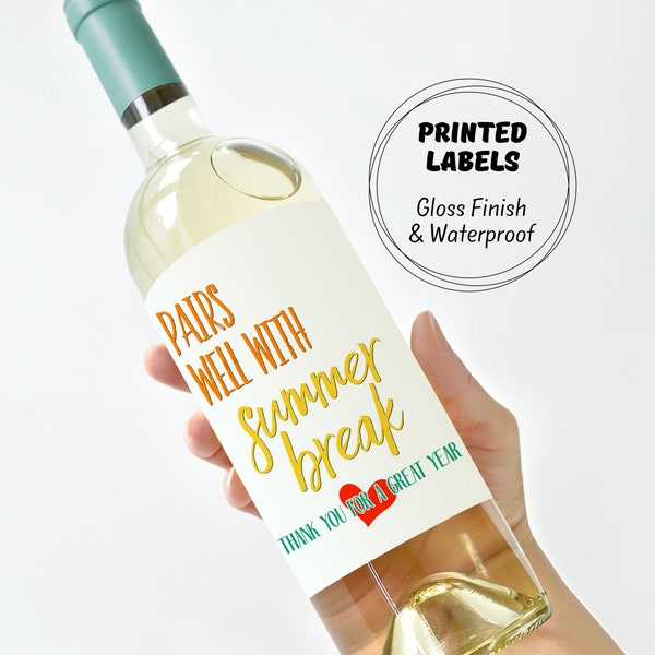 Teacher Off Duty Wine Bottle Labels - End of Year Appreciation Gift Box