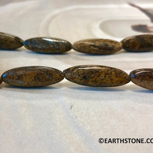 M/ Bronzite 8x25mm Elongated Marquise Beads 16" strand Natural brown gemstone beads For jewelry making