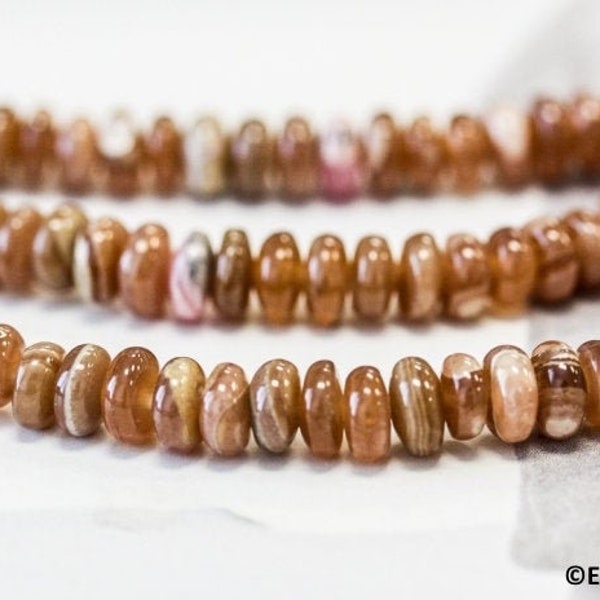 S/ Brown Rhodochrosite 6mm/ 5-5.5mm Rondelle 15.5" strand Natural gemstone beads For Jewelry Making