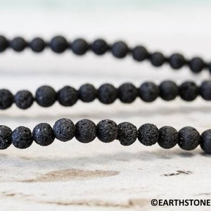 S/ Lava 4mm/ 6mm Round Beads 15.5" strand Black Lava Small Size Round Ball, For Men's Jewelry, For DIY Jewelry Making