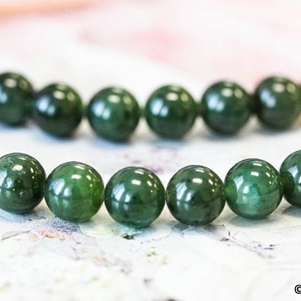 M/ Green Jade 8mm Round Beads 15.5" strand Natural Green Nephrite Jade Nice Polished gemstone beads for jewelry making