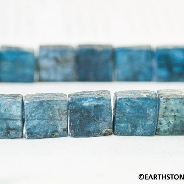 M/ Green Kyanite 10x10mm Flat Square Beads 15.5 inches long, Natural Blue Green Kyanite Square For Men Jewelry , For Her Jewelry Making