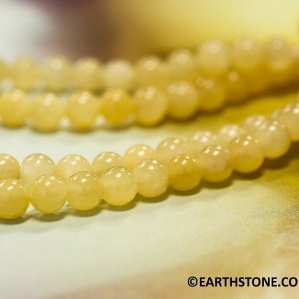 S-M/ Yellow Calcite 6.5mm/ 8mm Round beads  15.5" strand Calcite Round Beads Smooth Calcite Round Gemstone for Mala and Jewellery Making