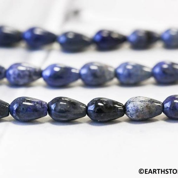 M/ Dumortierite 7x10mm Teardrop Beads 15.5 inches long, Natural Dark Blue Gemstone Smooth Teardrop, For Earring, Crafts, DIY Jewelry Designs