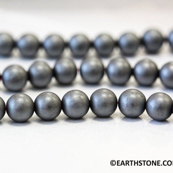S-M/ Matte Hematine 6mm/ 8mm Round beads 16" strand Non polished metallic Silver Color beads For jewelry making
