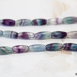 S/ Fluorite 5x12mm Oval Rice beads 15.5" strand Natural Multi color Gemstone Beads For jewelry making AB Grade