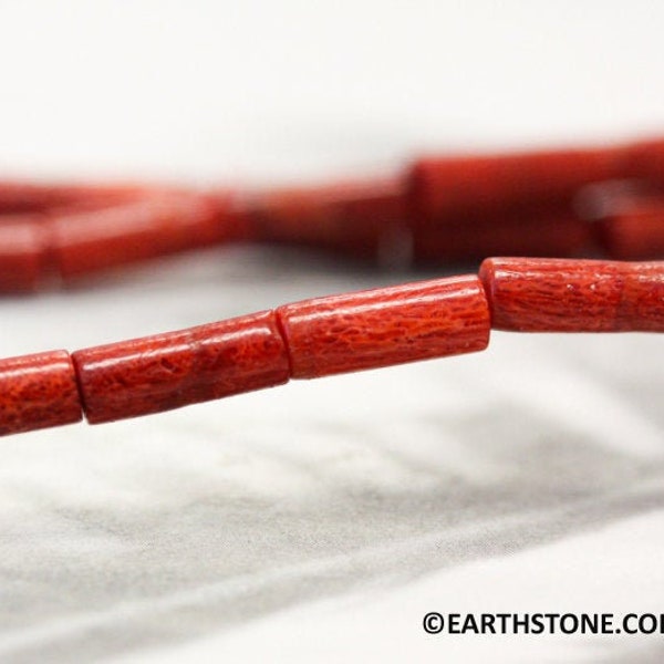 S/ Sponge Coral 4x7mm/ 5x12mm/ 6x14mm Tube beads 15.5" strand Size varies Red sponge coral beads For jewelry making