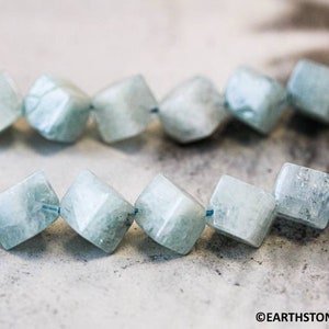 M/ Aquamarine 10x10mm/ 8x8mm Dice beads 15.5&quot; strand Genuine Aquamarine Gemstone Beads For Jewelry Making