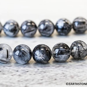 M/ Tourmalinated Quartz 12mm Round beads 15&quot; strand Natural quartz gemstone beads For jewelry making