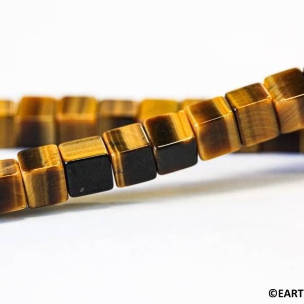 M-S/ Tiger Eye 8mm/ 6mm/ 4mm Cube Beads 15.5" strand Natural Tiger Eye gemstone beads For Jewelry Making