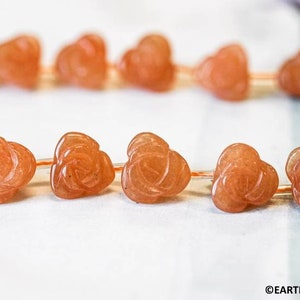 M/ Red Aventurine 10mm/ 7mm Carved Flower Beads 15.5&quot; strand Natural quartz gemstone beads For Jewelry Making