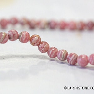 S/ Rhodochrosite 4mm Round beads 15.5&quot; strand Origin Argentina Natural gemstone beads for jewelry making Grade A-/A