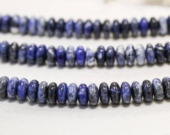 M-S/ Sodalite 8mm/ 6mm/ 4.5mm Rondelle Beads 15.5" strand Natural blue gemstone beads For jewelry making