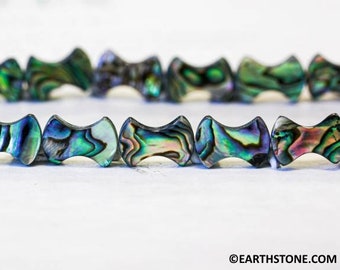 M/ Abalone Shell 10x15mm Flat Bone Beads 15.5&quot; strand Sea Shell Dog Bone Shape For Crafts, And DIY Jewelry Making