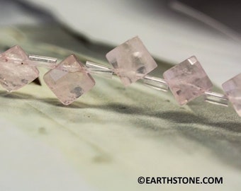 M/ Rose Quartz 7x7mm Diamond Briolette beads 8&quot; Strand About 20 pcs Good for earrings jewelry making