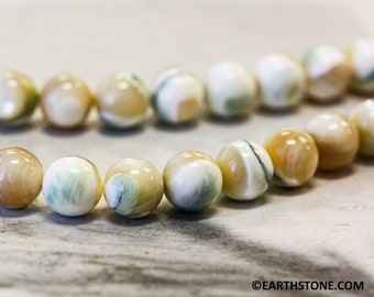 M/ Natural Mother of Pearl 10mm Round Beads 15.5&quot; Strand Greenish shell beads for jewelry making
