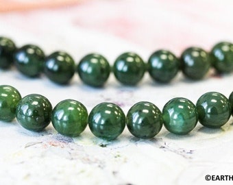 M/ Green Jade 8mm Round Beads 15.5&quot; strand Natural Nephrite Jade gemstone beads Nice Polished for jewelry making