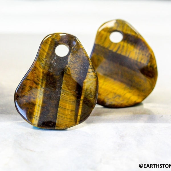 XXL/ Tiger Eye 60x52mm Fancy Pendant Size varies Large 8mm front drilled hole pendant Polished For jewelry making