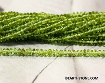 S/ Peridot 5mm/ 4mm/ 3mm Rondelle Beads 15" strand Natural gemstone Peridot Beads For jewelry making
