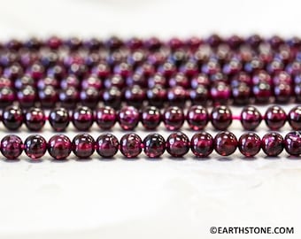 S/ Garnet 4mm/ 4.5-5mm Smooth Round beads 14&quot; strand Red garnet gemstone beads For jewelry making
