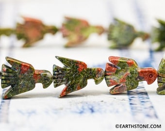 L/ Unakite 13-15x18-20mm Eagle Beads 15.5&quot; strand Natural green and orange color gemstone beads Size varies For jewelry making