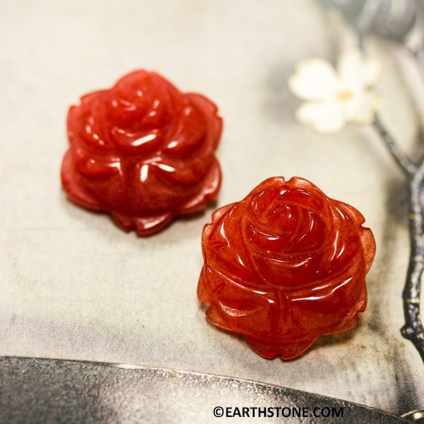 XL/ Dyed Red Jade 25mm Rose Flower Pendant Beautiful Vintage style Carved Rose pendant Red color shade varies 1-ea