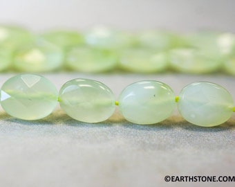 M-S/ New Jade 10x14mm/ 8x10mm/ 5x7mm Faceted Flat Oval beads 16" strand Light green nephrite jade gemstone beads For jewelry making