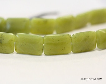 M/ Green Jade 13x18mm/ 10x14mm Flat Rectangle beads 16" strand Natural nephrite jade gemstone beads For jewelry making