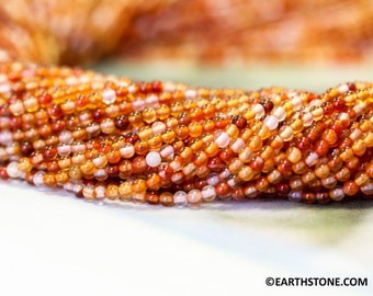 XS/ Natural Carnelian 2mm Round Beads 15.5" strand Enhanced Orange Red Gemstone Carnelian Agate beads For jewelry making