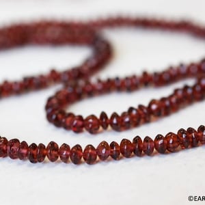 S/ Garnet 4.5-5mm Rondelle beads 14.5" strand Size varies Enhanced garnet gemstone beads For jewelry making