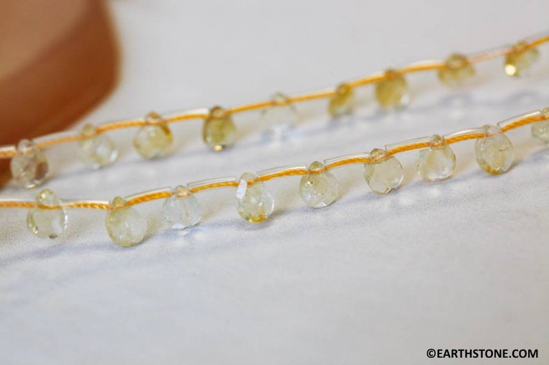 S Citrine 7x5mm Flat Pear Briolette beads 16 strand abt 42pcs Shade varies Enhanced yellow quartz gemstone beads For jewelry making