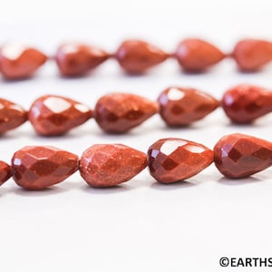 M/ Goldstone 8x12mm Faceted Teardrop Beads 15.5" strand Synthetic glass sparkling beads Good for making Earrings