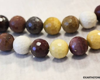M/ Mookaite 14mm/ 10mm Faceted Round beads 16" strand Mixed red and yellow color gemstone beads for jewelry making