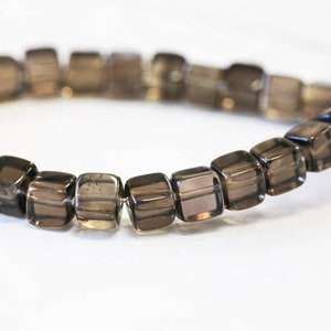 M/ Smoky Quartz 8x8mm Cube Beads 15.5&quot; strand Enhanced Quartz Gemstone Beads Shade varies For Jewelry Making