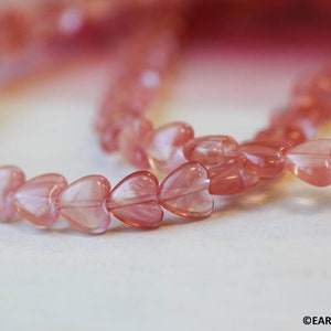 Cherry Quartz 8mm Puffy Heart beads 15.5" strand Synthetic