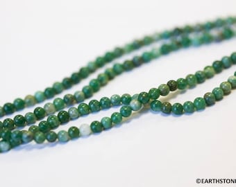 XS/ African Jade 2mm Round Beads 16" strand Natural green verdite gemstone from Africa Shade varies For jewelry making