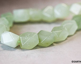 L/ New Jade 12x16mm Faceted Nugget Beads 16" Strand Size varies Natural nephrite jade gemstone beads For Jewelry Making