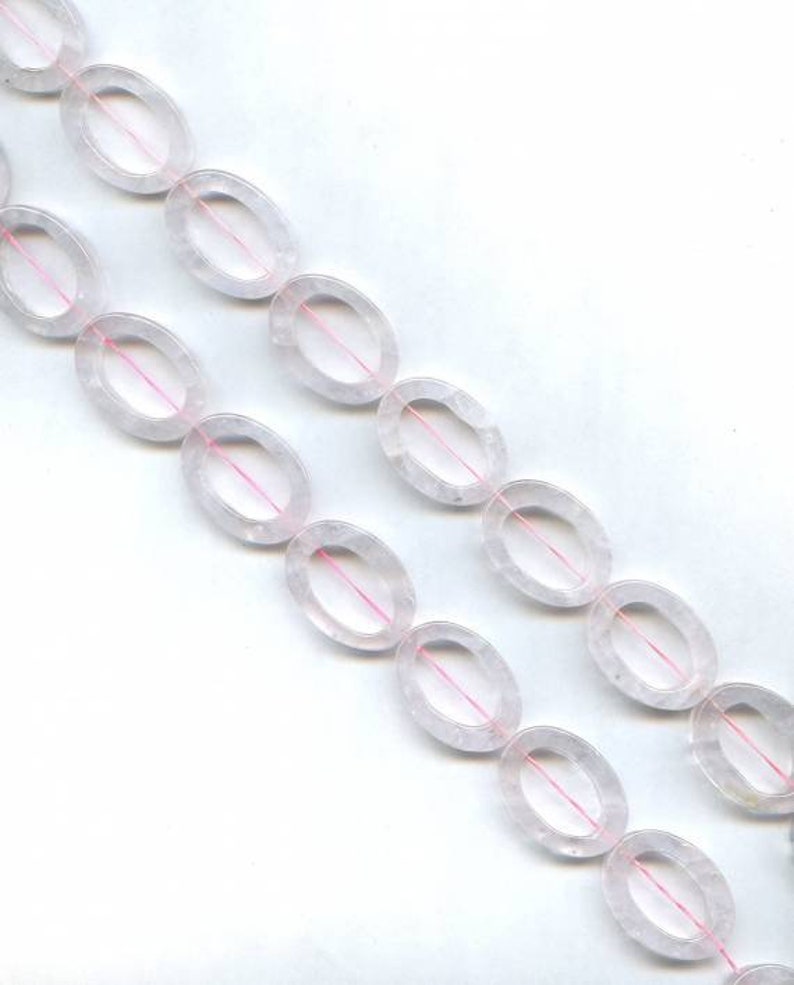 XL Rose Quartz 25x35mm Oval Donut beads 16 strand 11pcs Light pink quartz large donut beads for jewelry making