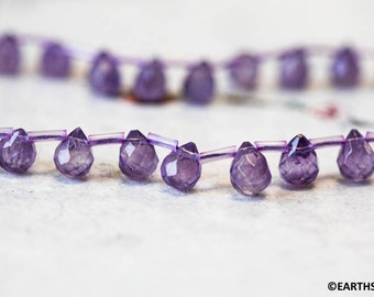 Amethyst 7x9mm Teardrop Briolette beads 16" strand Enhanced