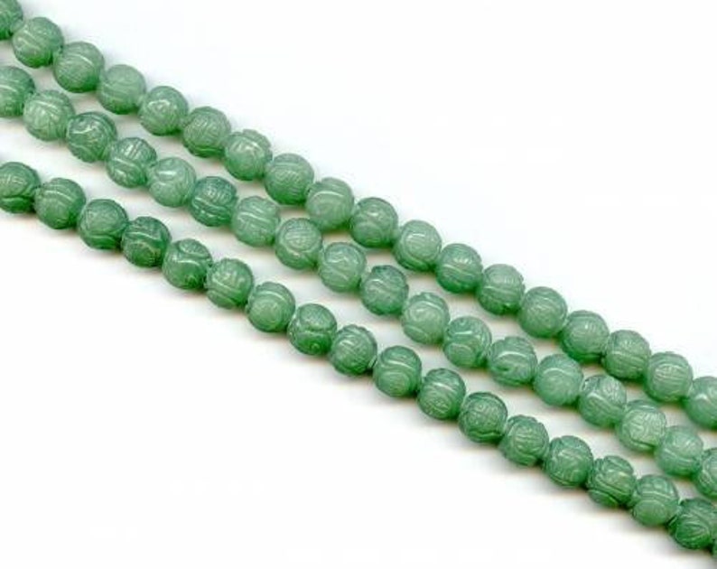 M Aventurine 10mm 12mm Carved Round Beads 15.5 strand Natural green gemstone quartz Oriental Style carved ball beads For jewelry making