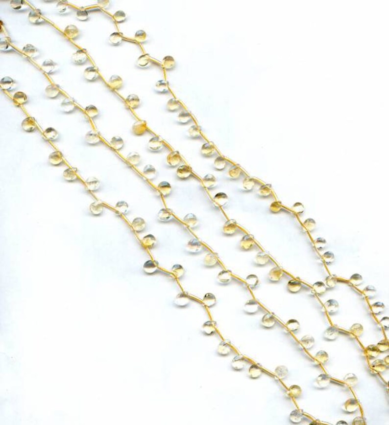 S Citrine 7x5mm Flat Pear Briolette beads 16 strand abt 42pcs Shade varies Enhanced yellow quartz gemstone beads For jewelry making