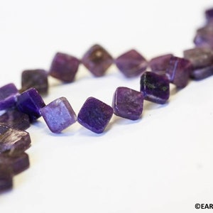 M/ Lepidolite 8x8mm Square Diamond beads 16" strand Natural purple gemstone beads Shade varies For jewelry making