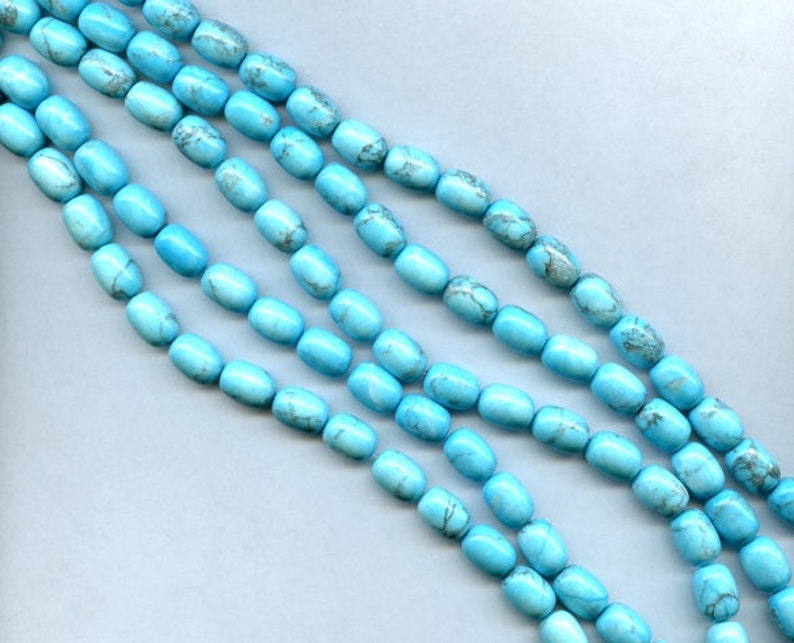 M Dyed Turquoise Howlite 10x14mm Oval Nugget Tumble Beads 15 inch long for jewelry making
