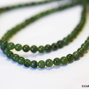 S/ Green Jade 4mm Round beads 15.5&quot; strand Natural gemstone nephrite jade beads Shade varies For jewelry making