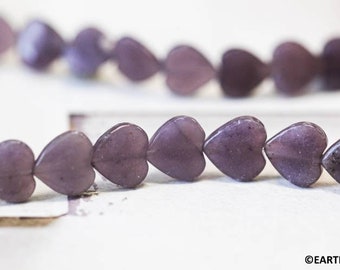 Lepidolite 12mm Heart beads 16" strand Shade varies