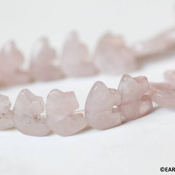 M/ Rose Quartz 12x8mm Bear beads 7" strand 20 pieces Size/Shade varies Enhanced pink quartz gemstone beads For jewelry making