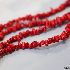 S/ Dyed Coral 3x4mm Side-drilled Tube Chips beads 15.5&quot; strand Dyed red sea bamboo beads for jewelry making Size varies