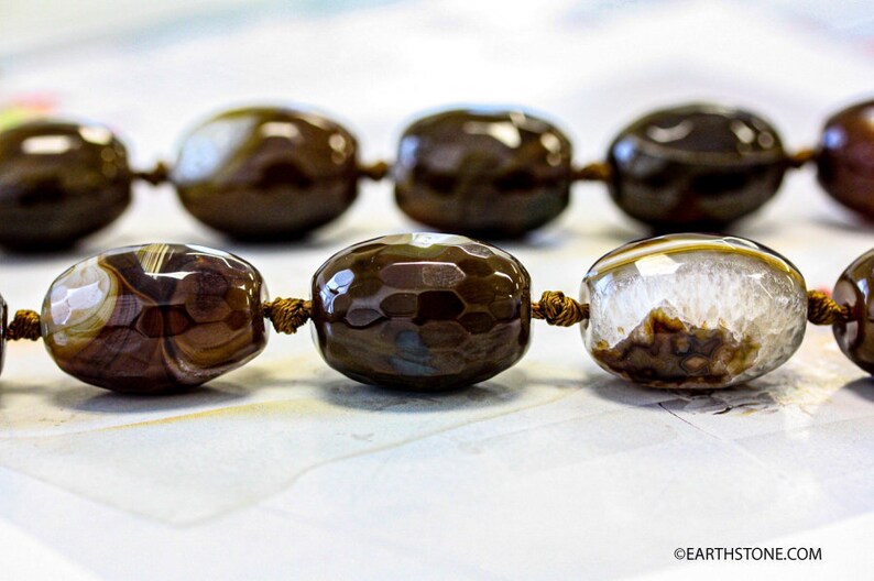 XL Heated Agate 20x30mm Faceted Oval Rice beads 16 strand Size varies For jewelry making